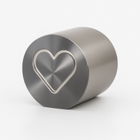 Mini urn in hartvorm - RVS gedenkurn voor as - handgemaakt roestvrij staal 60x50 mm
