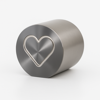 Mini urn in hartvorm - RVS gedenkurn voor as - handgemaakt roestvrij staal 60x50 mm